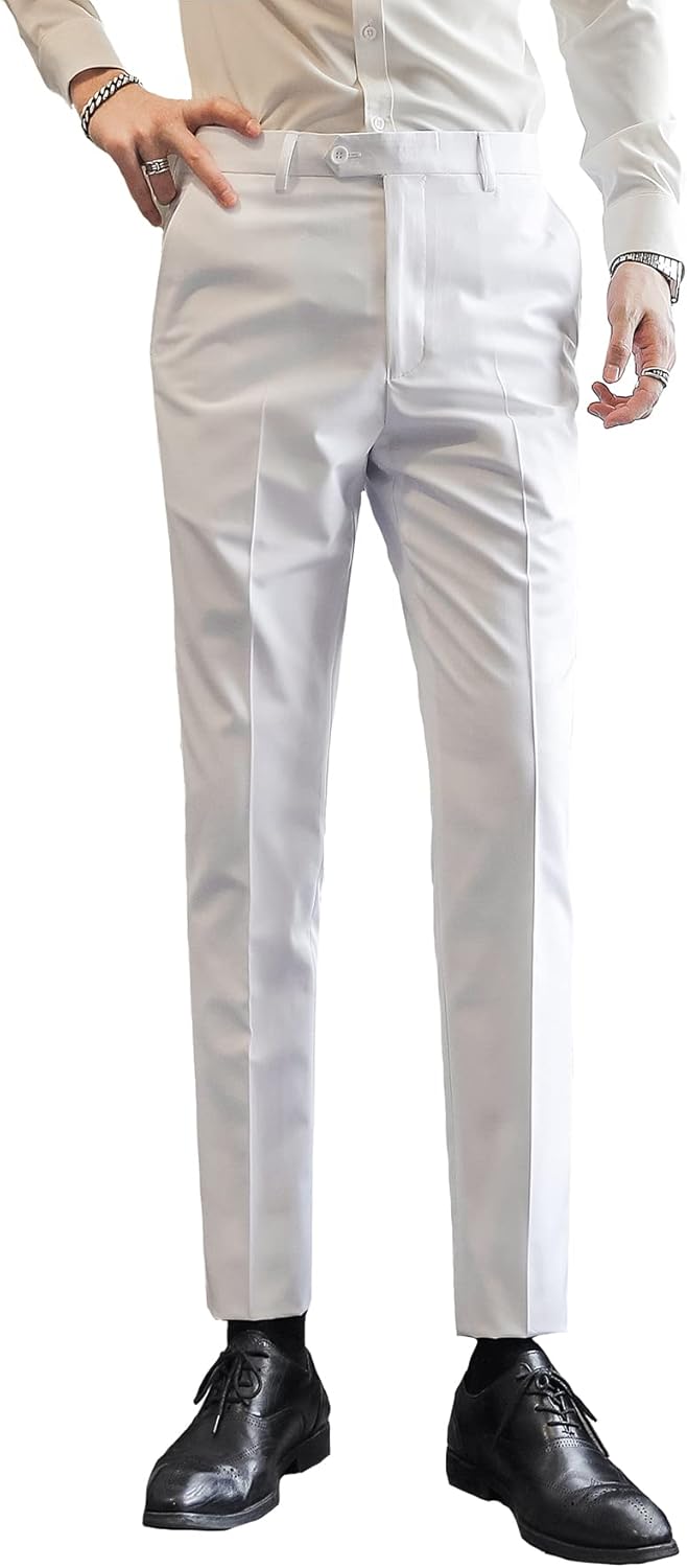 MOGU Mens Slim Fit Front Flat Casual Pants for Every Occasion