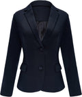 Womens Notched Lapel Pockets Button Work Blazer Jacket - Office Fit