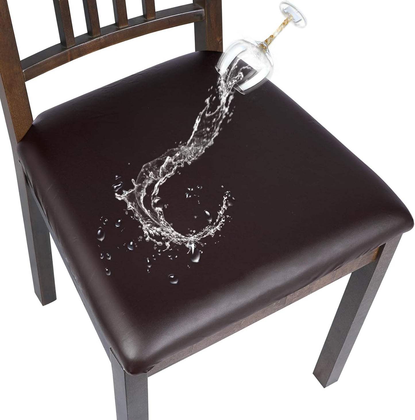 Waterproof PU Leather Seat Covers for Dining Chairs, 6 Pack