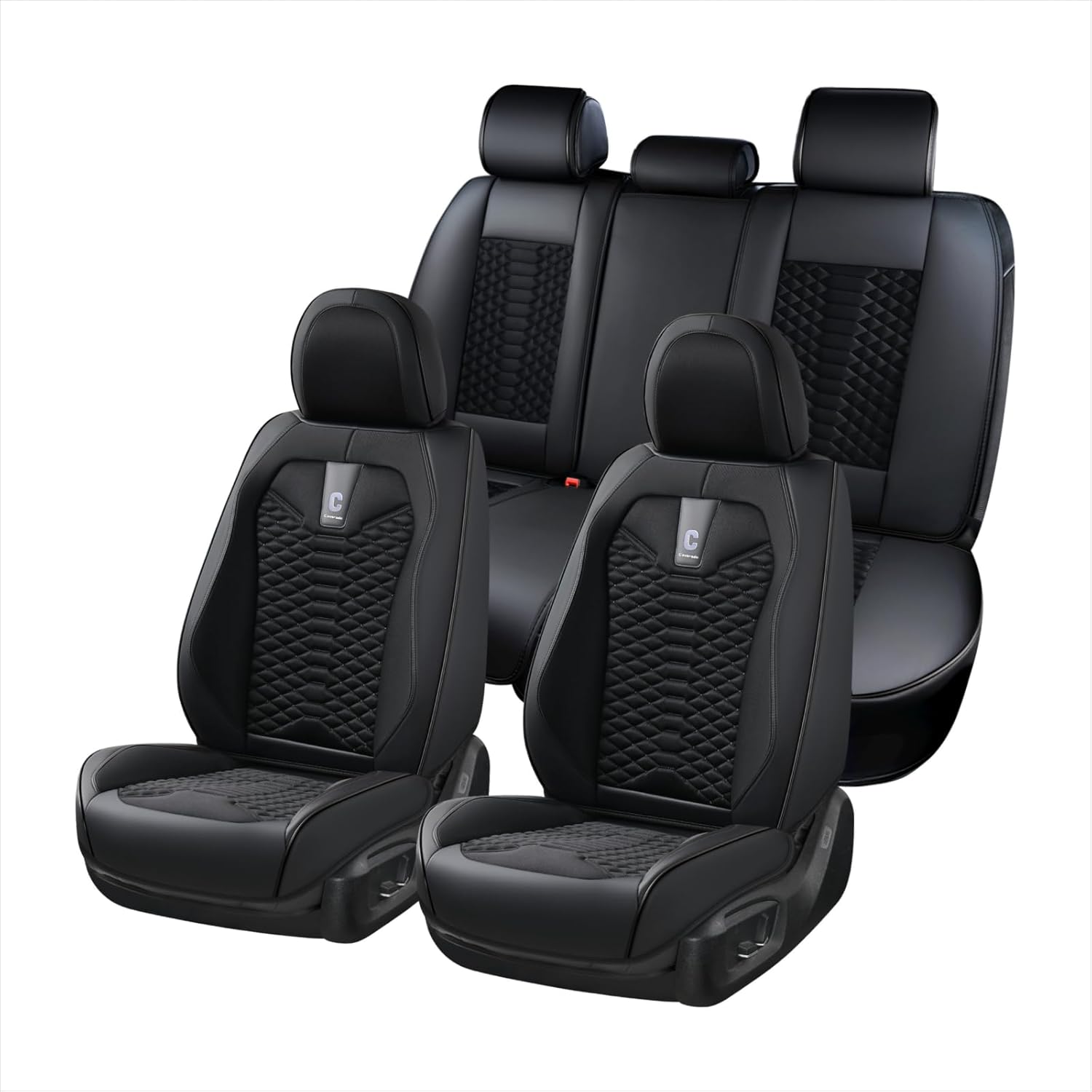 Coverado Car Seat Covers Full Set for 5 Seats, Black Style