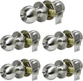 Privacy Door Knobs Keyless Interior Locks - Satin Nickel 5 Pack