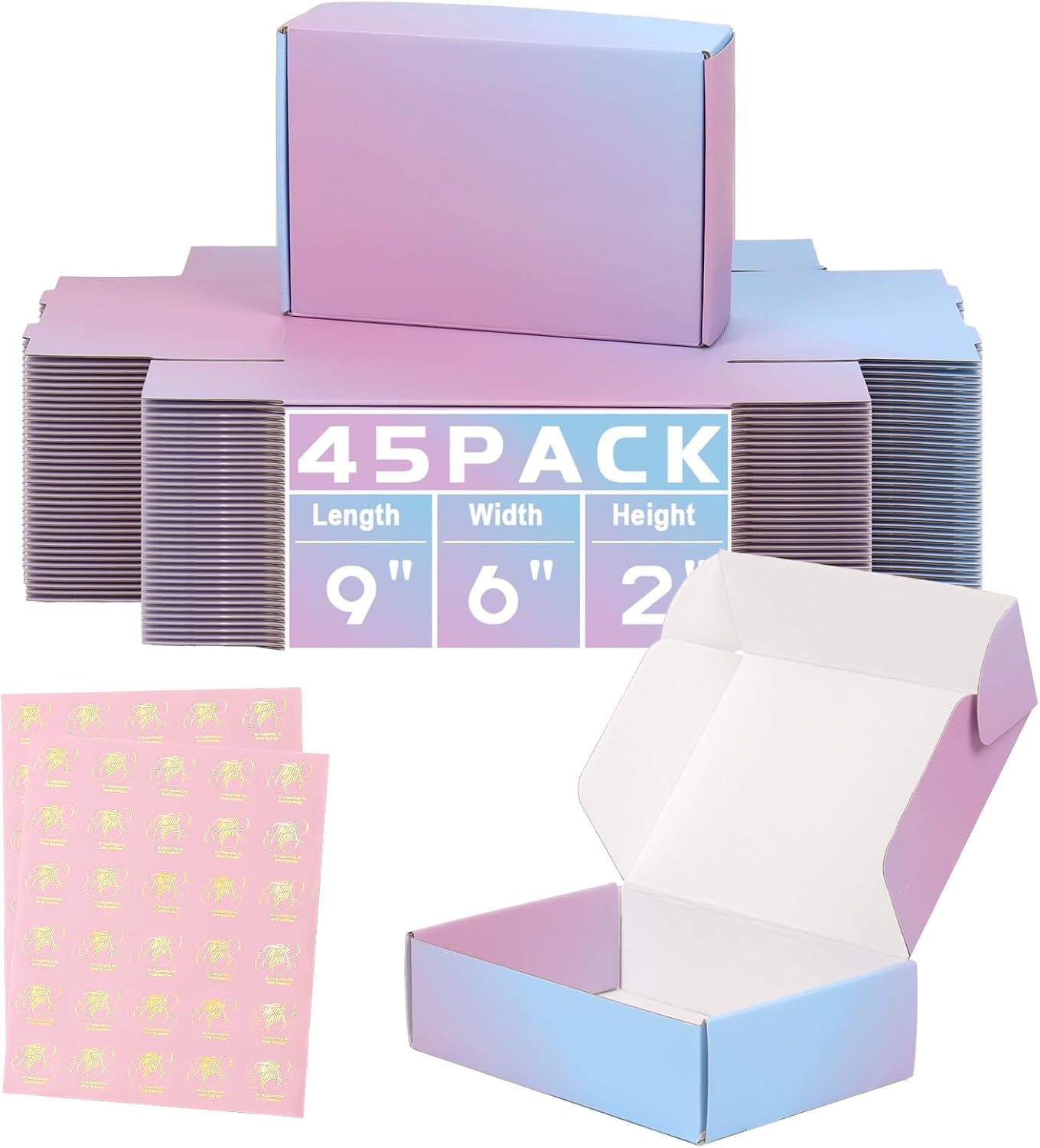 9x6x2 Shipping Boxes for Small Business - 45 Pack of Purple Boxes