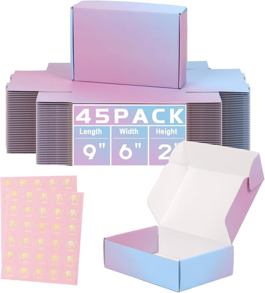 9x6x2 Shipping Boxes for Small Business - 45 Pack of Purple Boxes