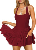 Women's Tennis Flowy Pleated Ruffle Athletic Dress (Style BK63)