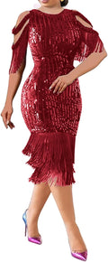 Sequin Tassel Bodycon Midi Dress for Women - Elegant Evening Gown