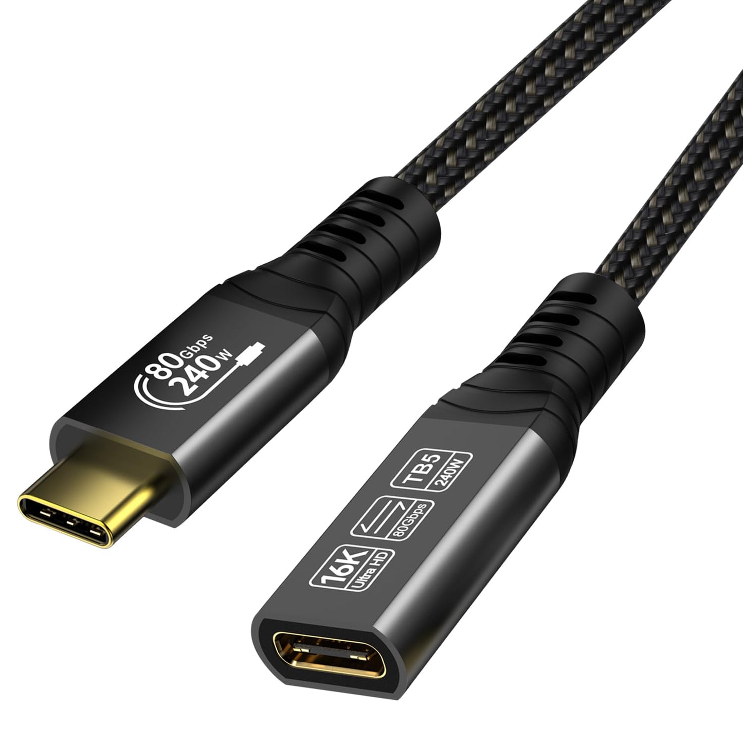 Ultra-Fast Thunderbolt 5 Extension Cable - 80Gbps Data Sync!