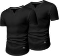 Mens Muscle Slim V-Neck Longline Henley T Shirt - Athletic Fit
