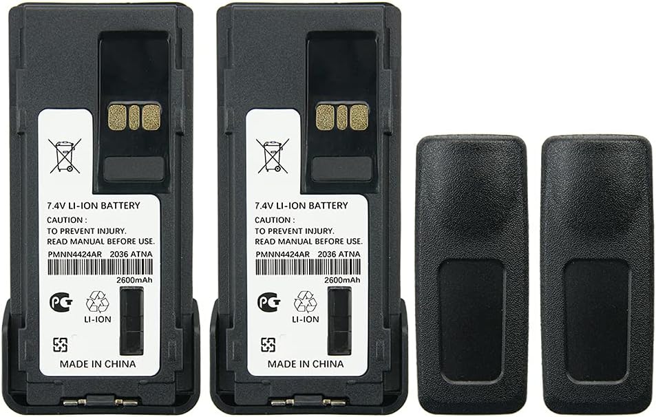 2 Pack 7.4V 2600mAh PMNN4424AR Li-ion Battery for Two Way Radios
