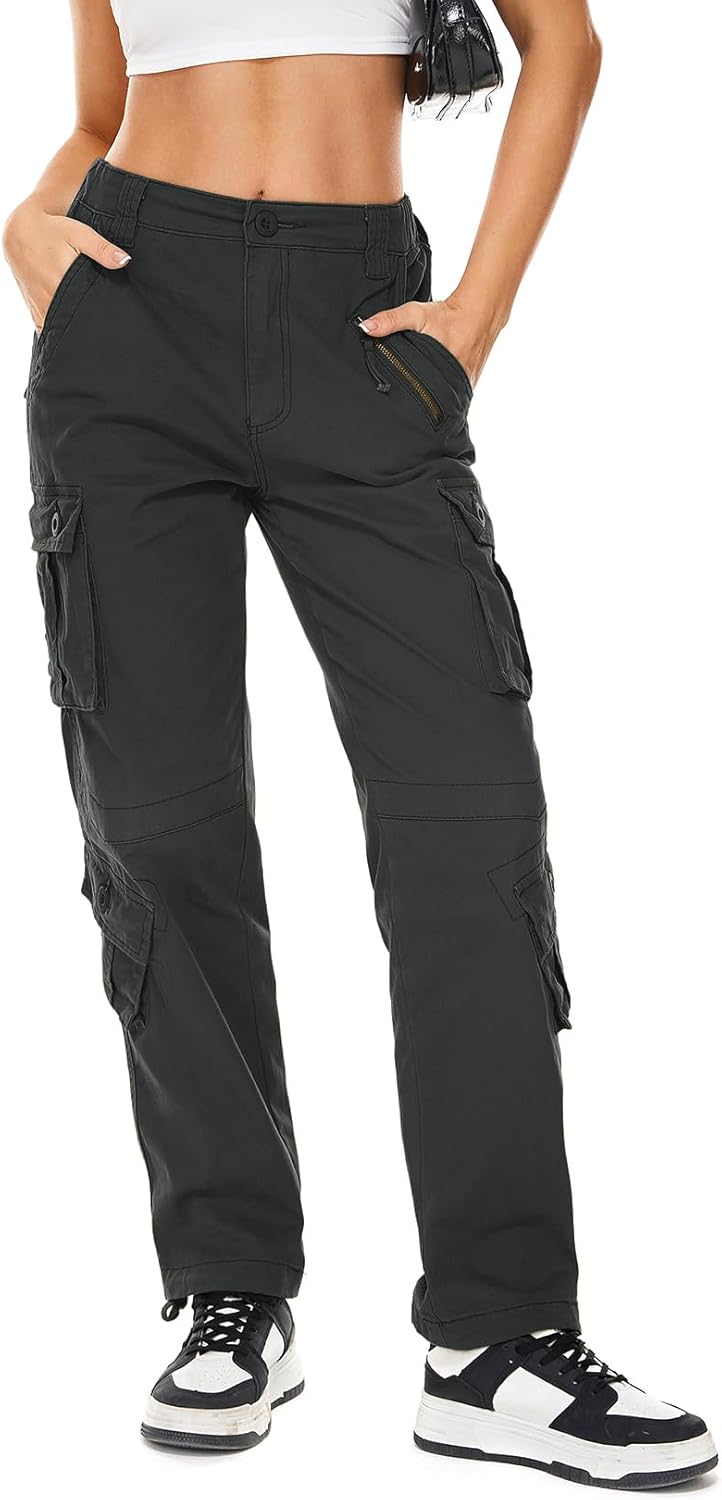 Womens Cargo Army Combat Work Pants with 8 Pockets for Comfort