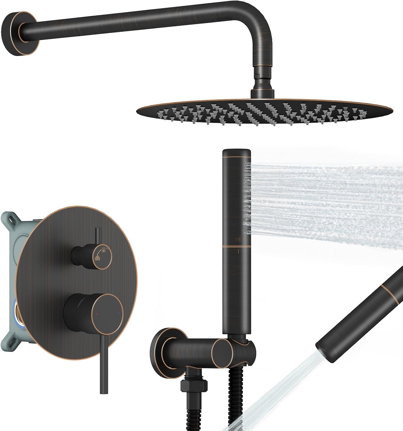 BESy Shower System with 10 Inch Round Rain Shower Head Combo Set
