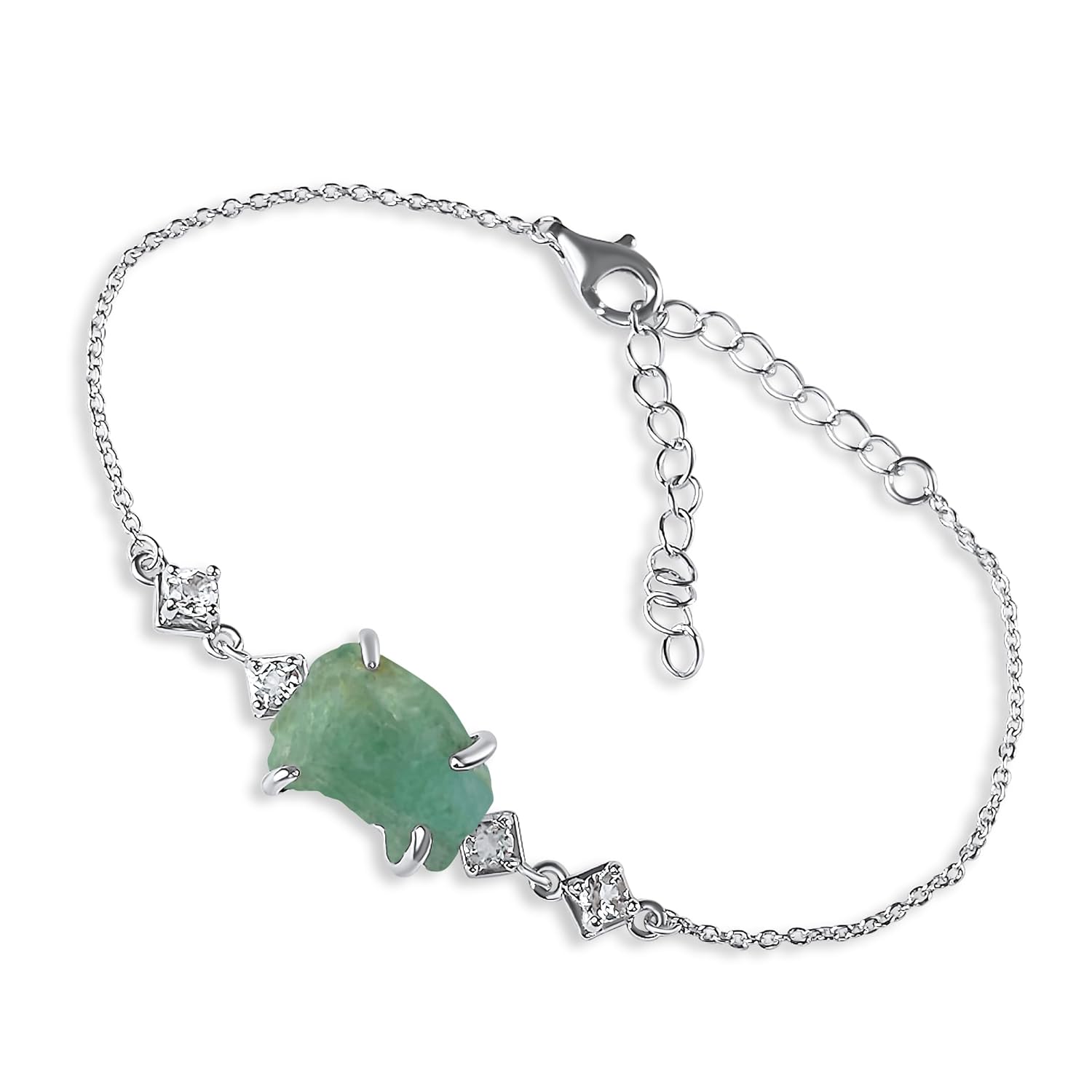 Raw Emerald Chain Bracelet for May Birthstone Gift for Her