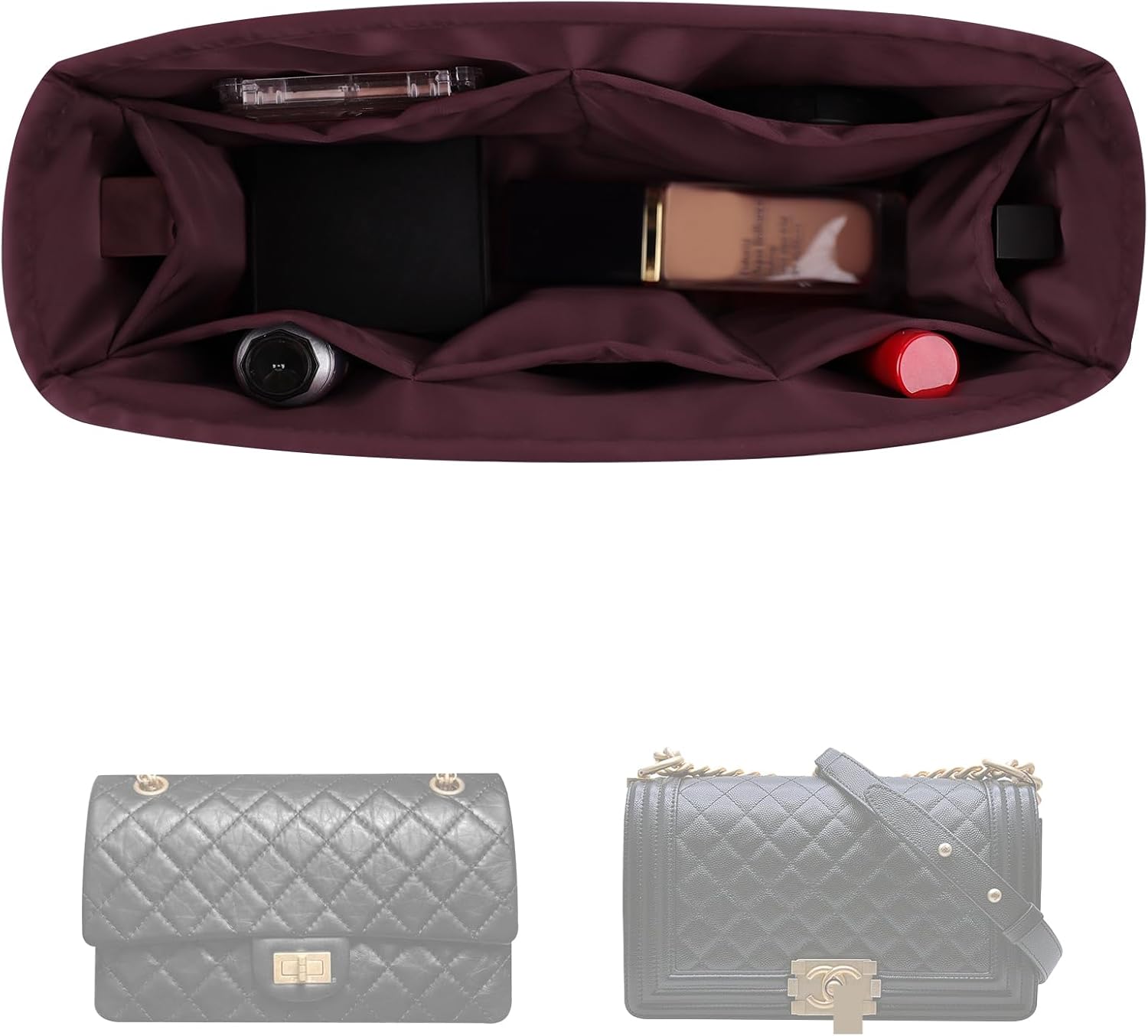 Purse Insert for Chanel Boy Large Bags - Satin Organizer Shaper