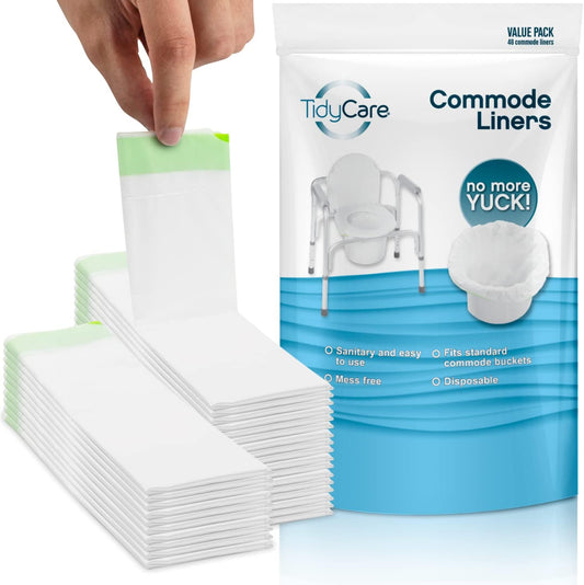 48 Pack TidyCare Bedside Commode Liners | Disposable Waste Bags for Adults