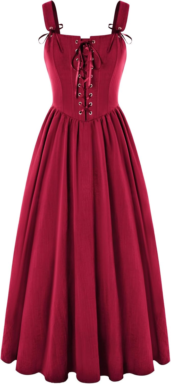 Scarlet Darkness Renaissance Dress for Women with Lace Up Design