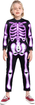 HSCTEK Child Light-up Skeleton Costume for Kids - EL Wire Safety