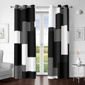 Black Grey 100% Blackout Curtains 84 in Length 2 Panels Set - Room
