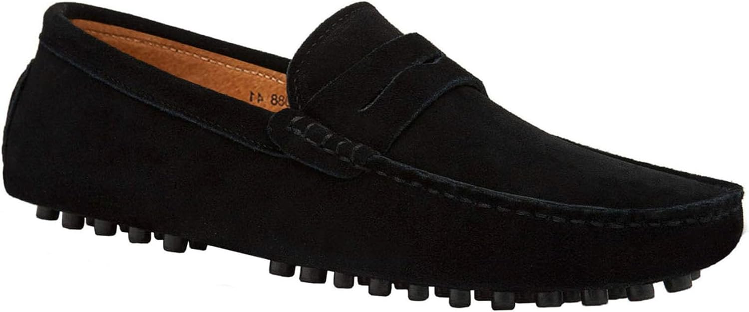 JIONS Mens Driving Penny Loafers Suede Moccasins for Comfort