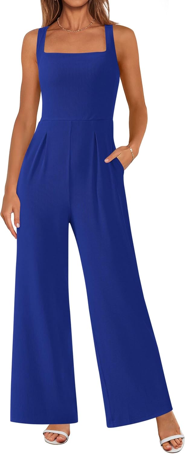 PRETTYGARDEN Summer Sleeveless Jumpsuits for Women Dressy Style
