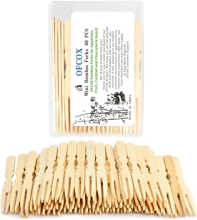 Disposable Mini Bamboo Cocktail Forks - 60 PCS
