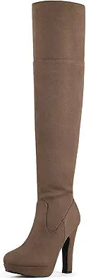 DREAM PAIRS Women's Thigh High Chunky Heel Platform Boots