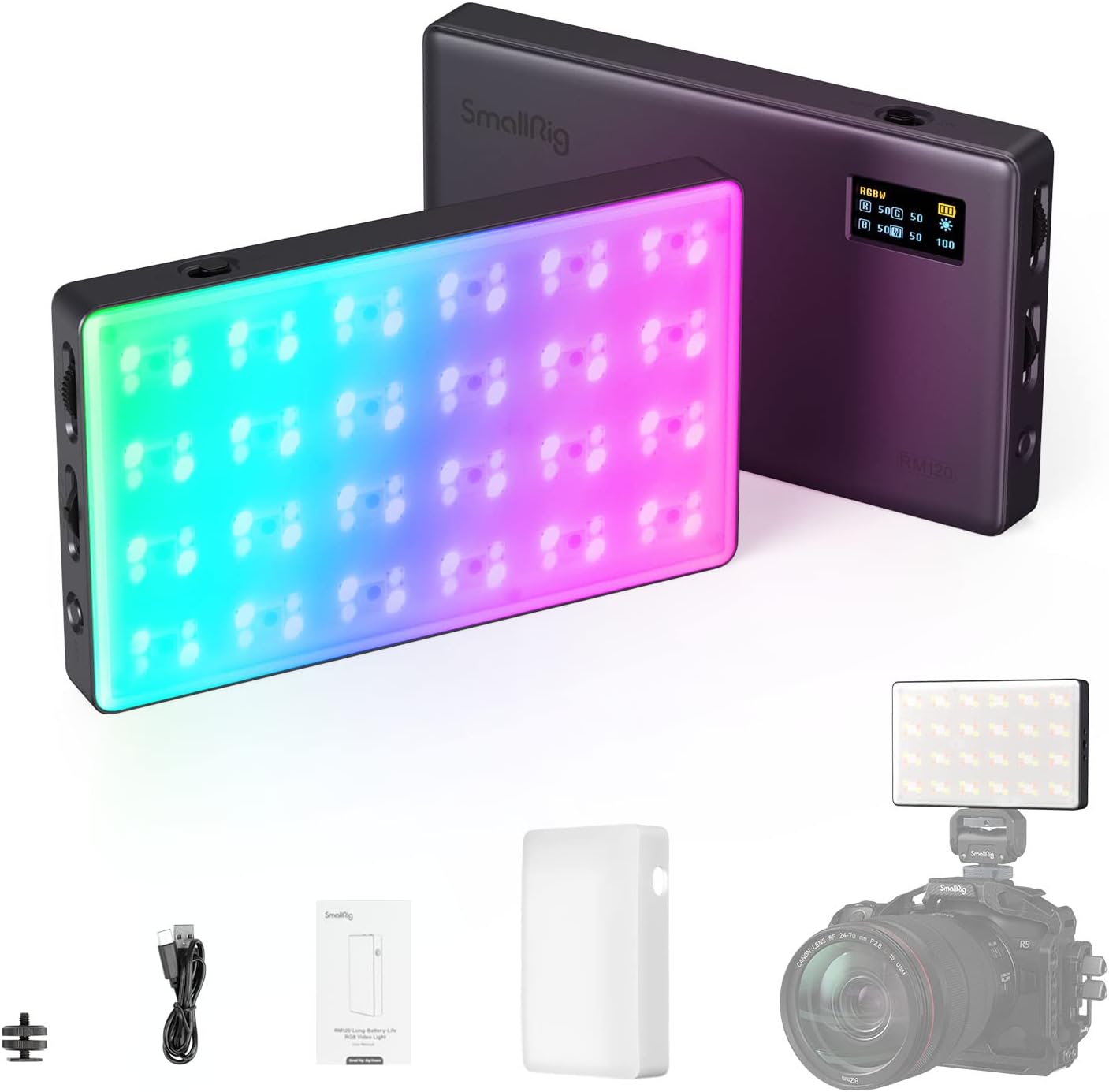 SmallRig RM120 RGB Video Light: Portable 5000mAh LED Panel