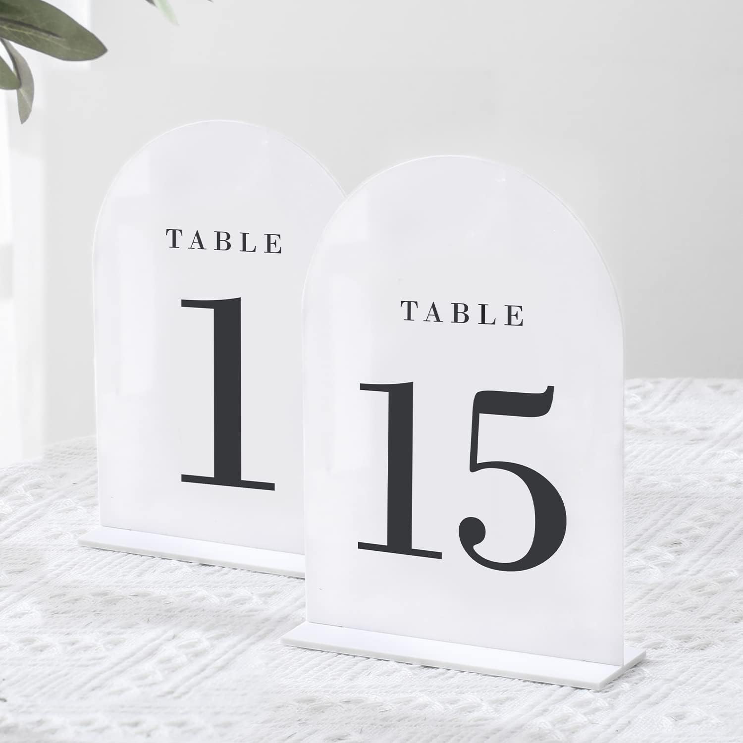 Elegant White Arch Wedding Table Numbers with Stands for Events
