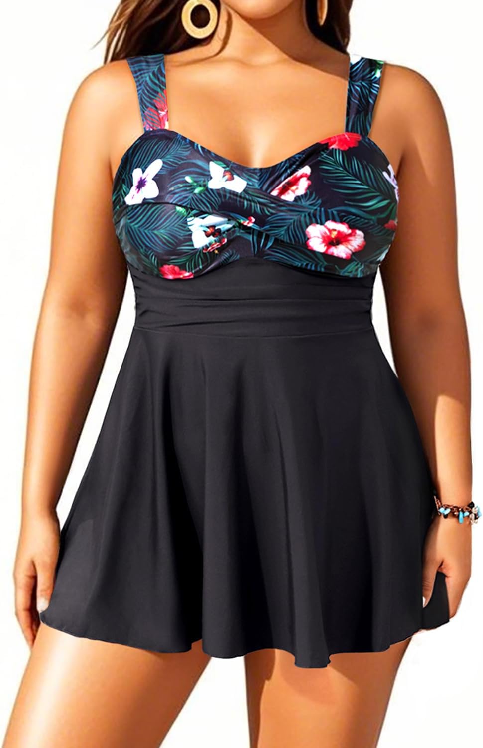 Aqua Eve Plus Size Two Piece Swimsuits for Women Tankini