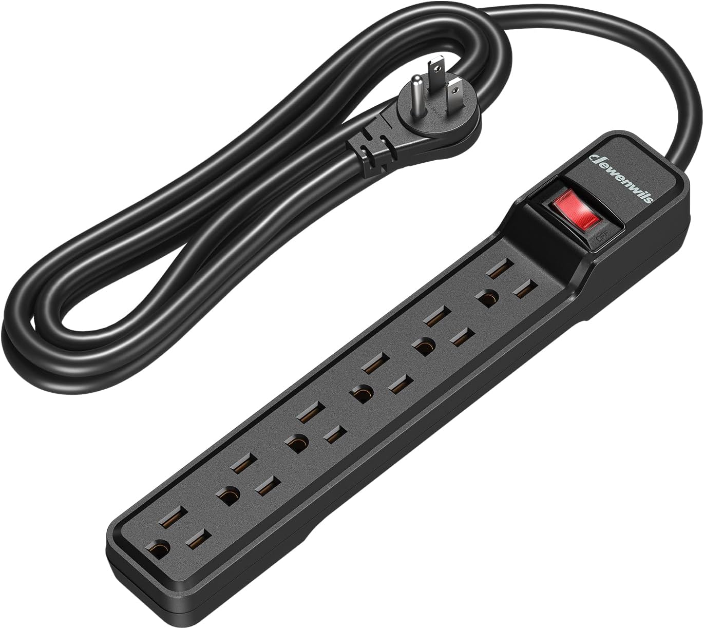 DEWENWILS 6-Outlet Surge Protector: 10ft Extension Cord