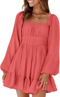 Dokotoo Womens Sexy Dress with Lantern Sleeves and Tie Back