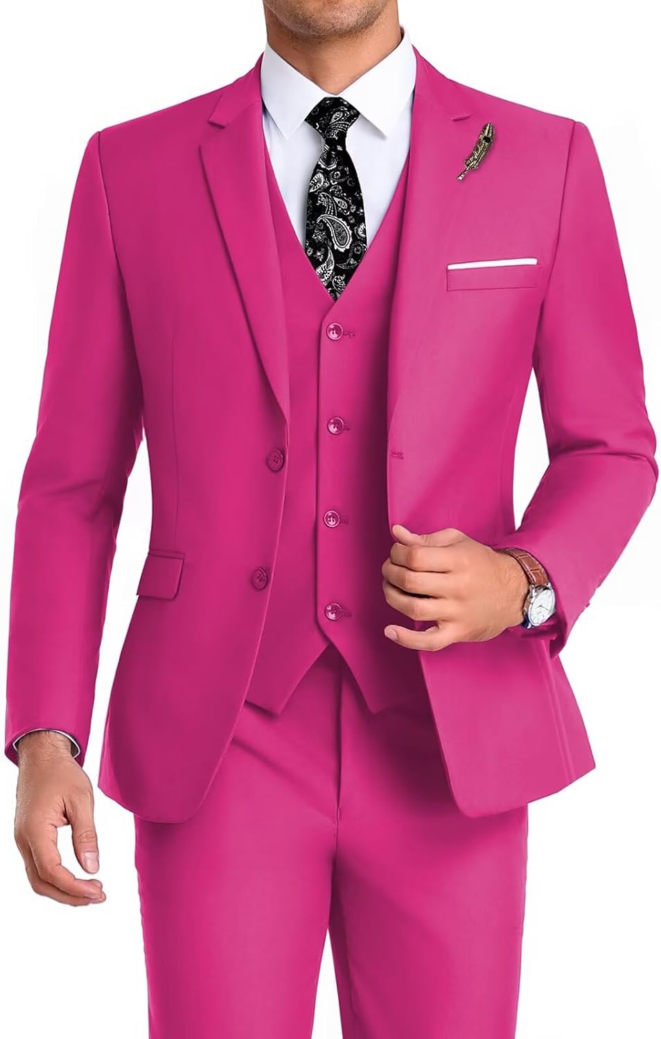 Men Suit 3 Pieces Slim Fit Tuxedo for Groomsmen and Business