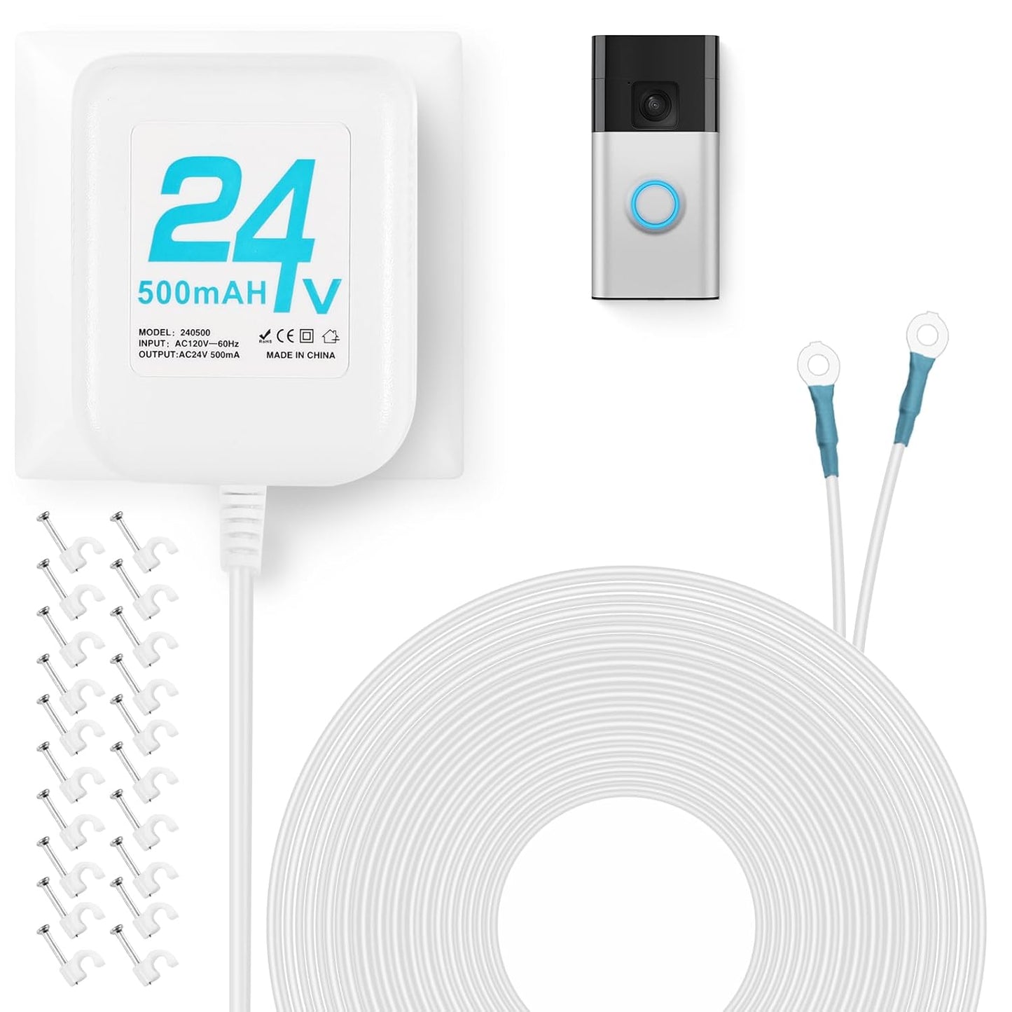 Universal 24V Doorbell Transformer - Compatible with Ring, Nest, Wyze
