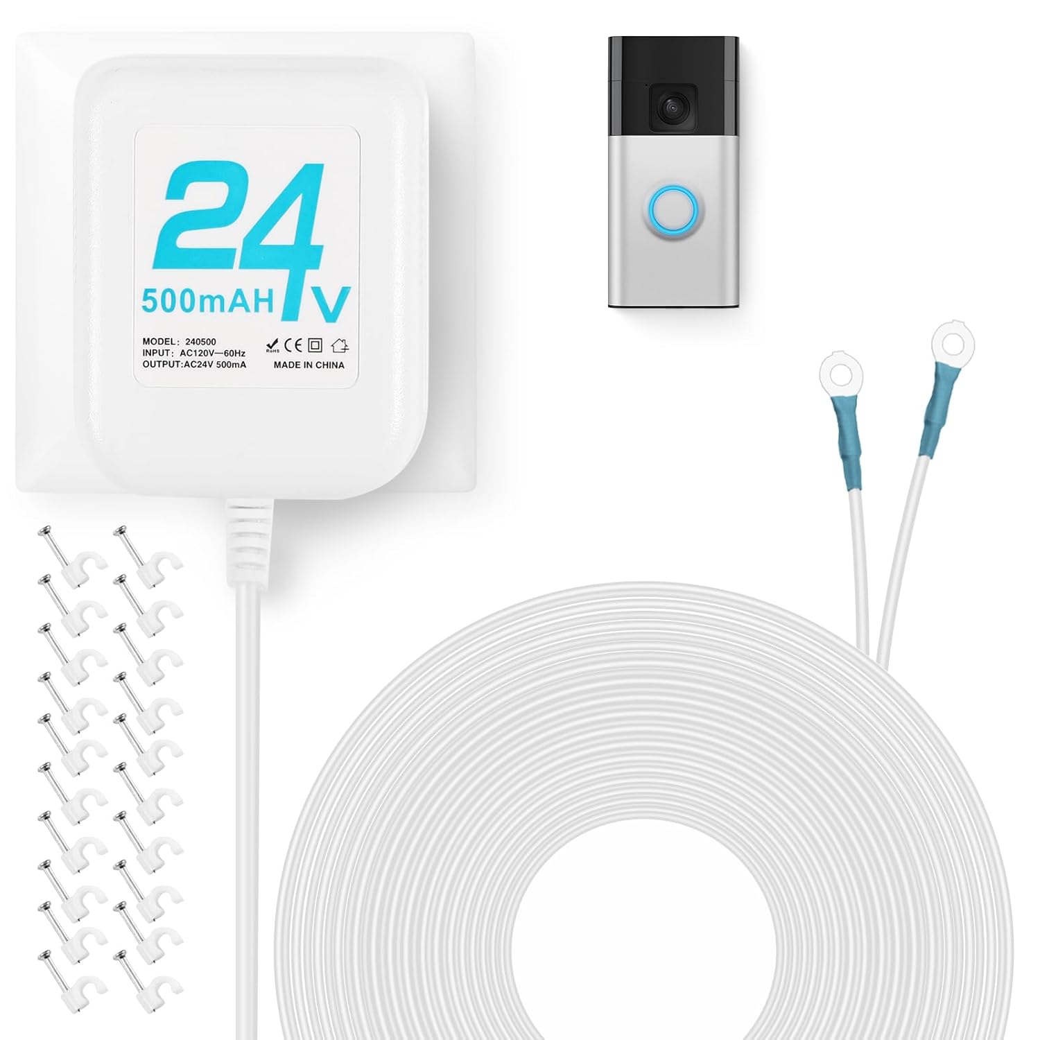 Universal 24V Doorbell Transformer - Compatible with Ring, Nest, Wyze