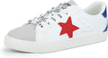 Womens White Low Top Fashion Sneakers with Star Accent - Casual