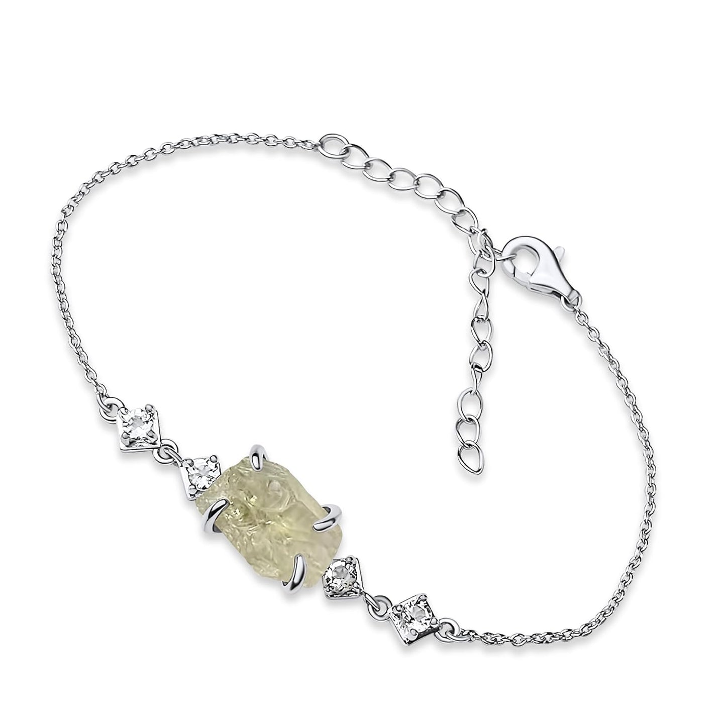 Raw Green Amethyst Crystal Chain Bracelet for Unique Gifts