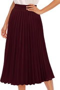 Pleated Midi Skirt Aline Long High Elastic Waisted Swing Skirt Skirts