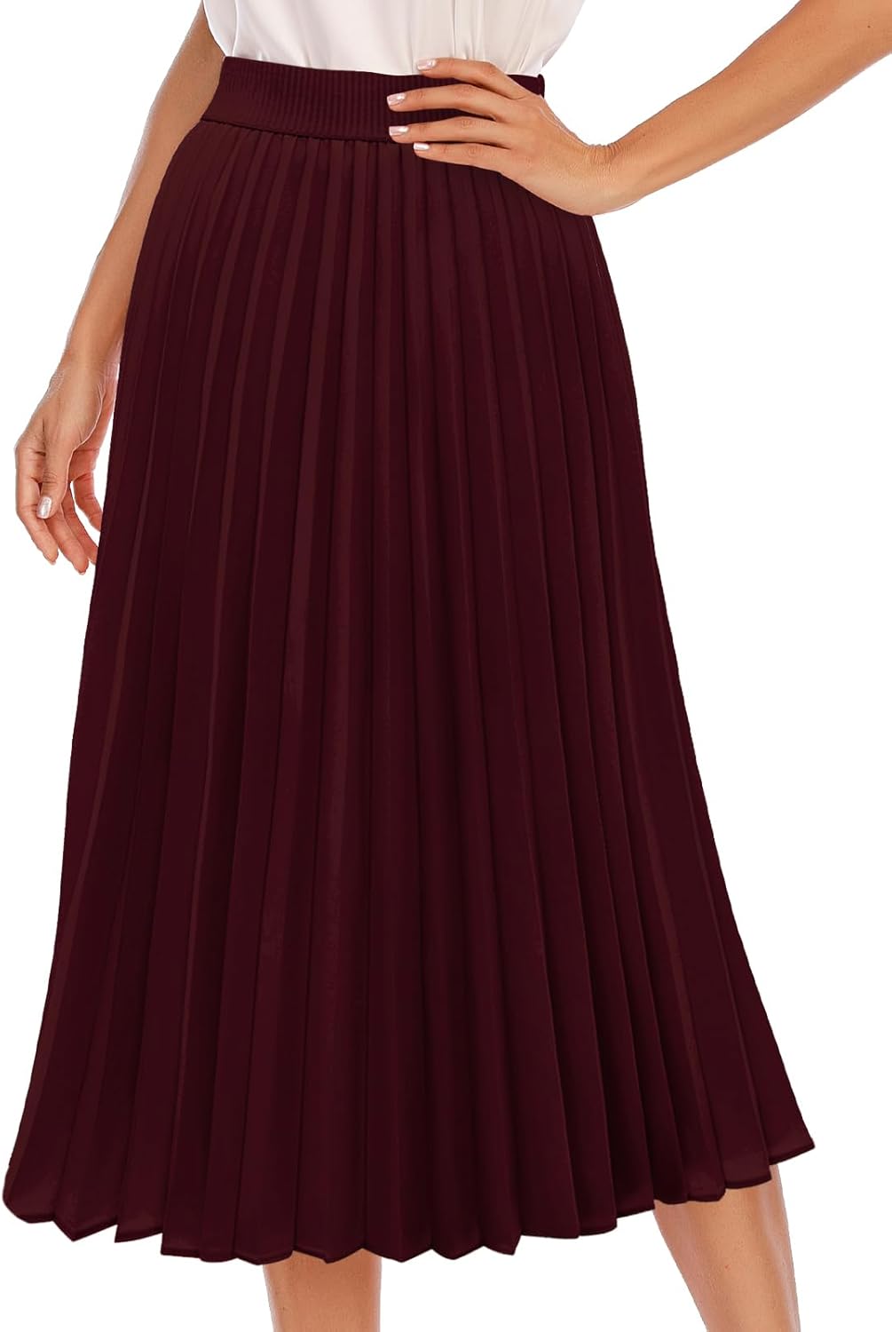 DRESSTELLS Pleated Midi Skirts for Women - Elegant Aline Style