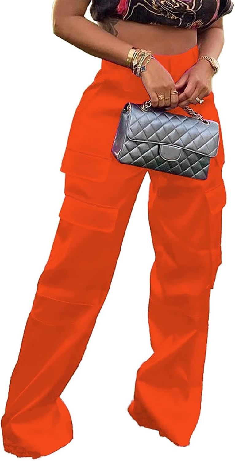 High Waisted Satin Cargo Pants for Women - Stylish & Versatile