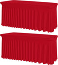 2 Pack Red Spandex Tablecloths for 6FT Tables - Stretch Fitted Fit