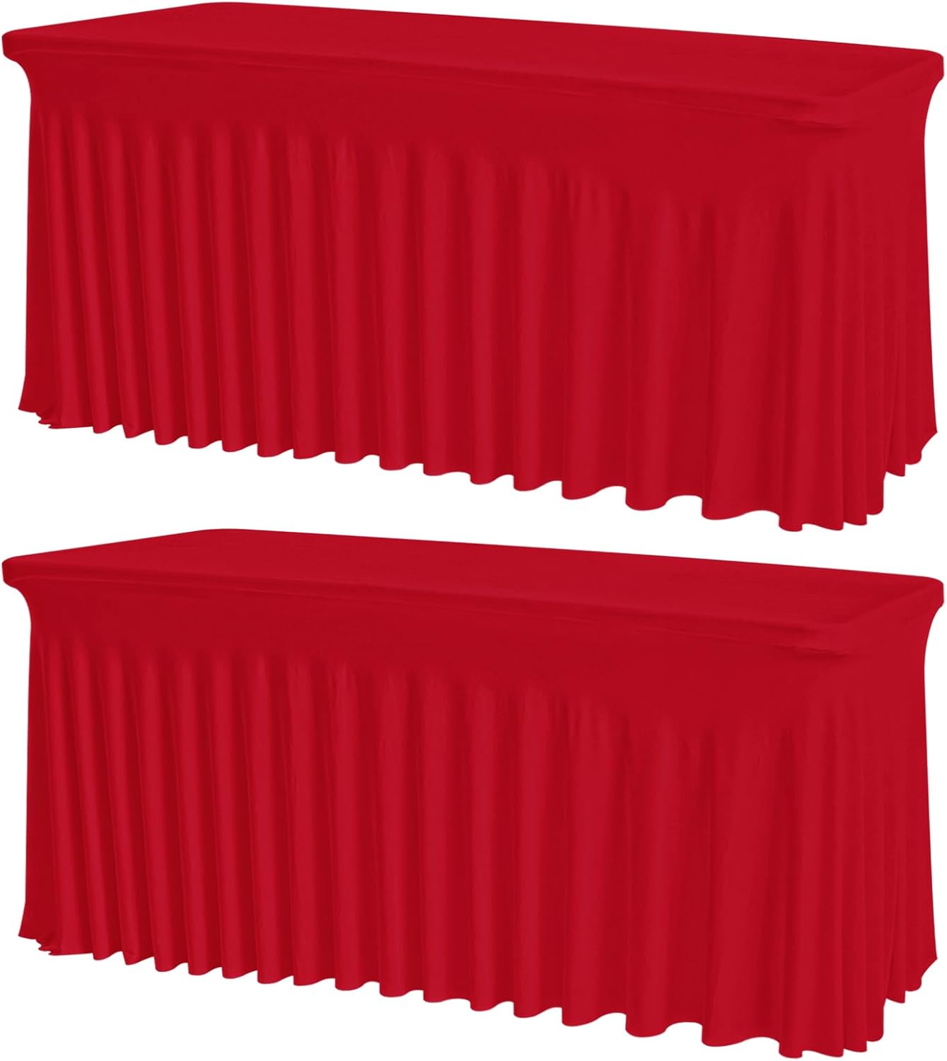 2 Pack Red Spandex Tablecloths for 6FT Tables - Elegant Covers