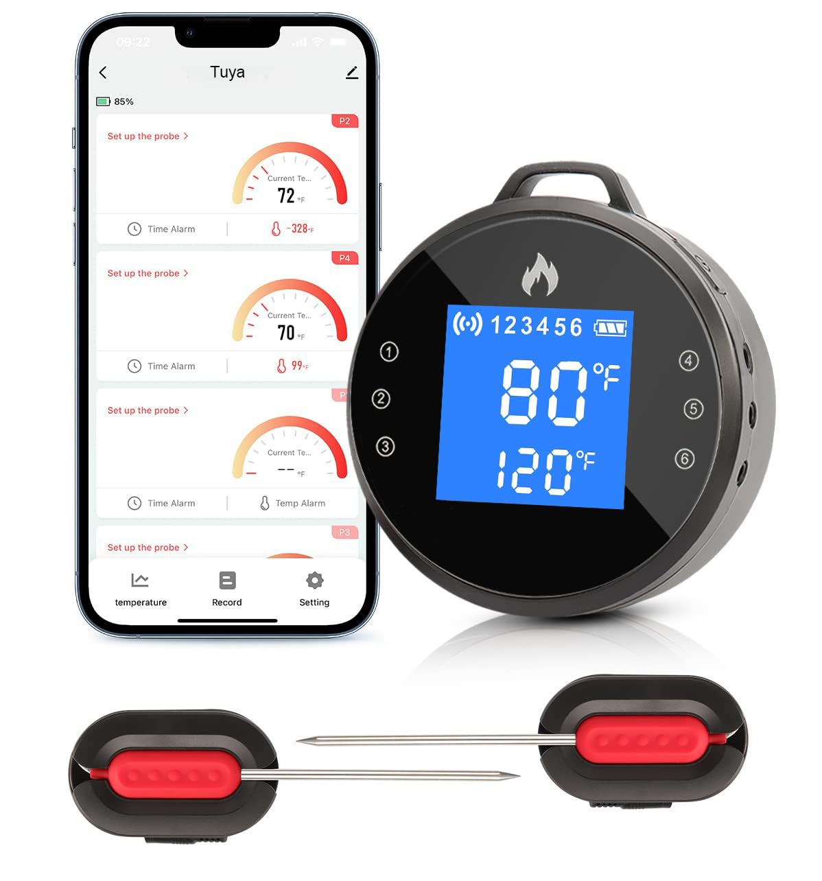 Sanwo Wireless Meat Thermometer - Instant Read, Dual Probes, Timer & Alarm