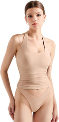 SUUKSESS Women Halter Tank Tops Double Lined Backless Y2K Trendy Shoes