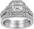Platinum Plated Sterling Silver Infinite Elements Zirconia Ring Set