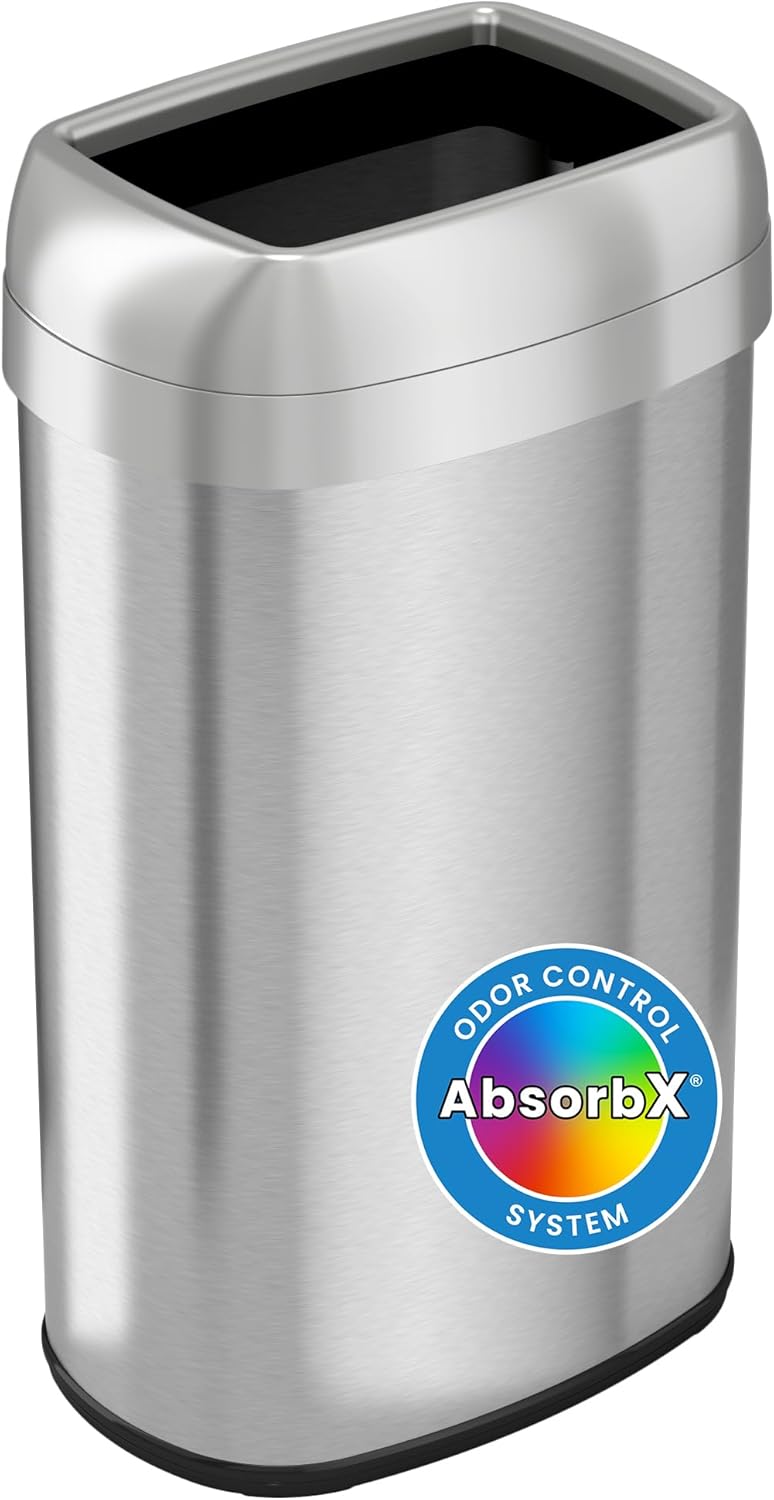 iTouchless 61 Liter Open Top Kitchen Trash Can with Odor Filters