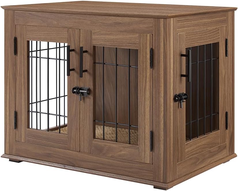 Durable Dog Crate End Table with Cushion for Medium Large Pets