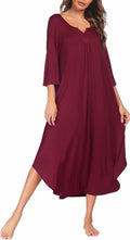 Ekouaer Long Nightgown for Women 3/4 Sleeves Nightshirt Maxi