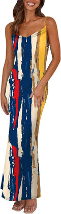 Floral Spaghetti Strap Maxi Dress - Stretchy Backless Bodycon 4-6
