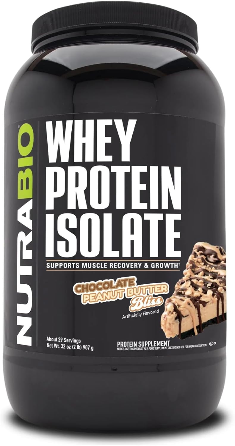 NutraBio 100% Whey Protein Isolate Powder for Muscle Growth