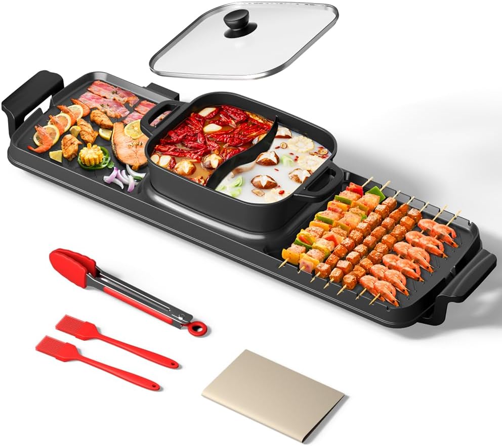 AORAN Smokeless Electric Hot Pot & Grill Combo for Gatherings