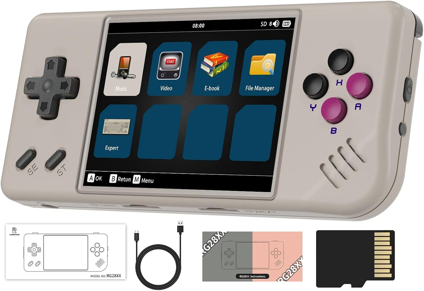 RG28XX Retro Handheld Game Console with 5516 Games and More