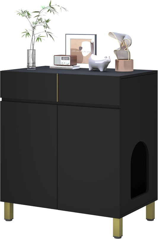 Large Litter Box Enclosure with Drawer for Stylish Cat Spaces